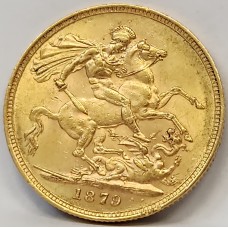 AUSTRALIA 1879 . ONE 1 SOVEREIGN . MELBOURNE . GOLD